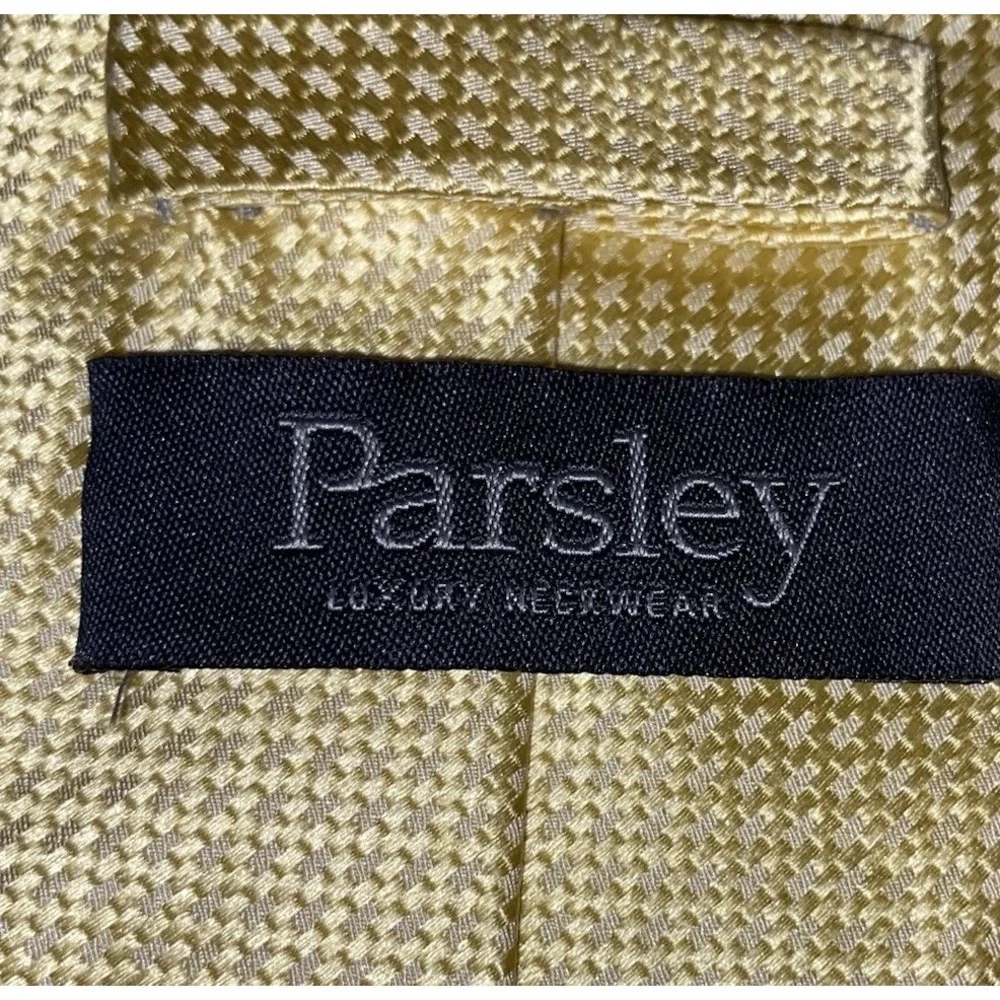 Parsley Luxury Menswear‎ 100% Silk Yellow Men's Neck Tie Handmade 58